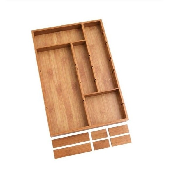 Bamboo Drawer Organizer Up to 11 Compartments - Set of 2 (Bx 6) - Picture 3 of 9